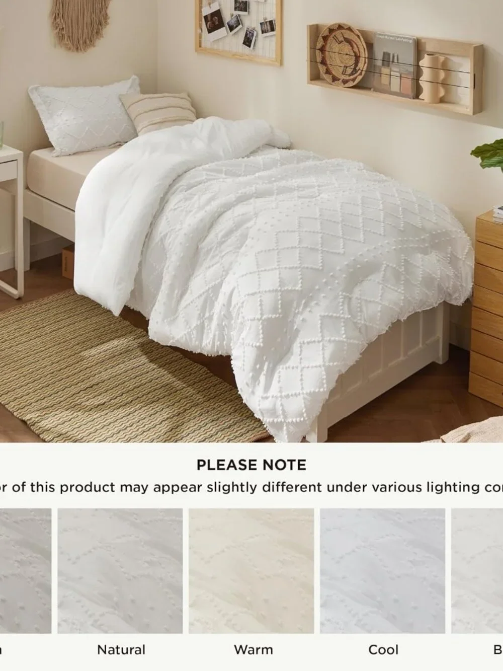 Bedsure Twin XL Comforter Set - White Comforter, Boho Tufted Distressed Vintage